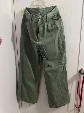 SHEIN Olive Green Relaxed Straight Chinos